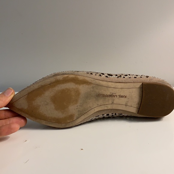 Karl Lagerfeld Size 8.5 US Hand Embroidered Crystal and Genuine Suede Flats - Picture 10 of 10